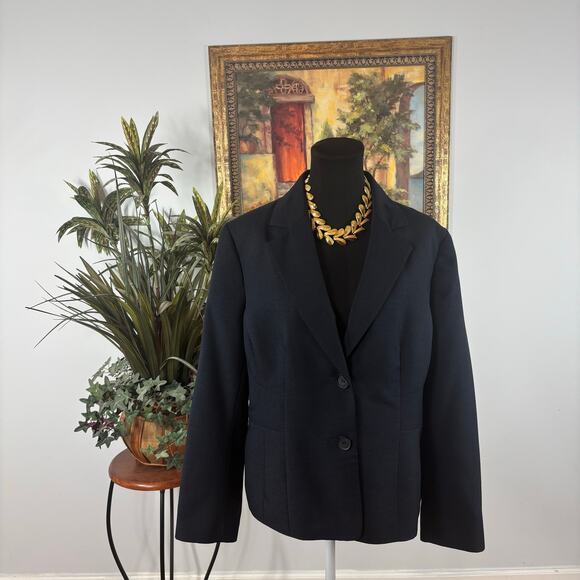 Kasper Women Jacket Size 18 Blue Lapel Notch Collar Long Sleeve Clueless Preppy - Picture 3 of 8